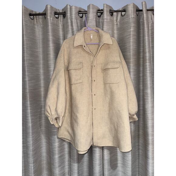 Nap oversized wool cream schacket size large - Picture 1 of 6